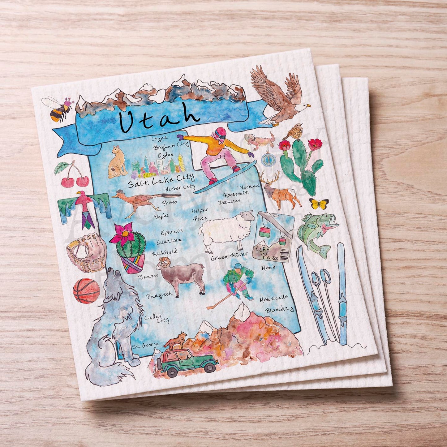 Utah Map  Swedish Cloth