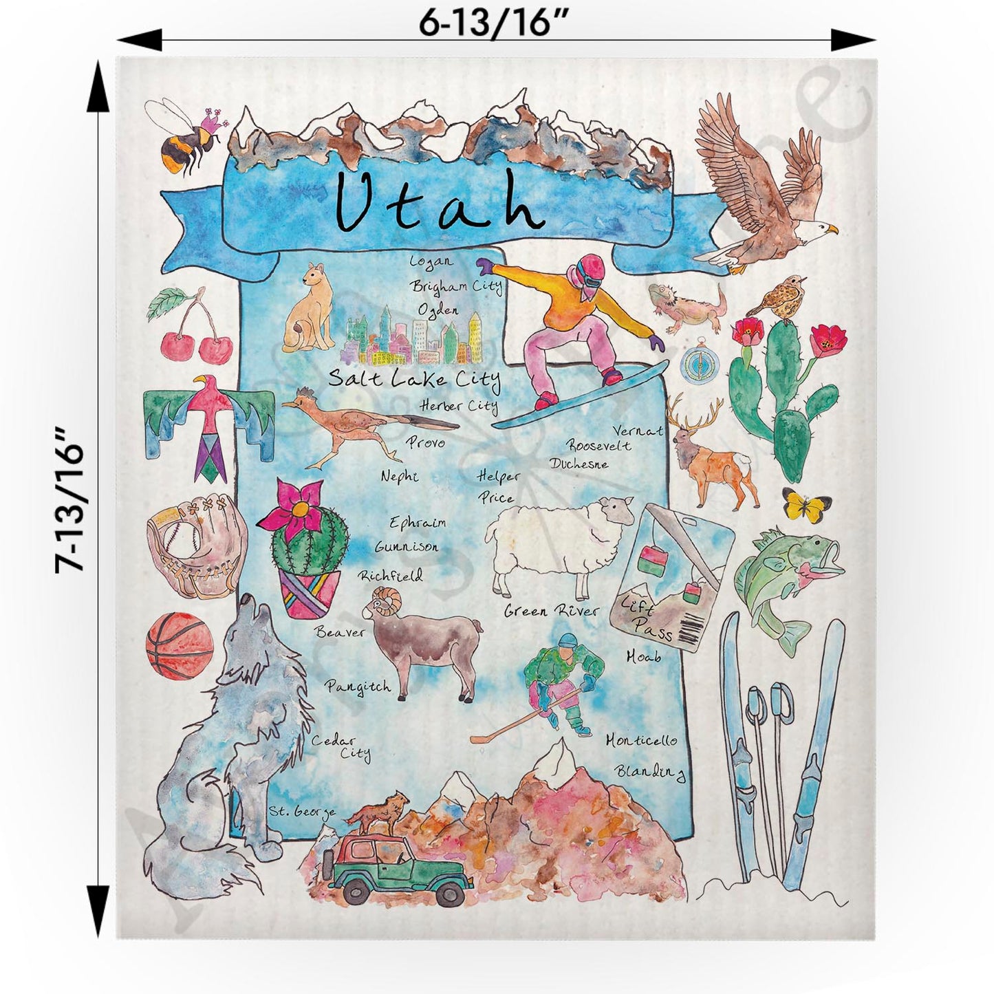 Utah Map  Swedish Cloth
