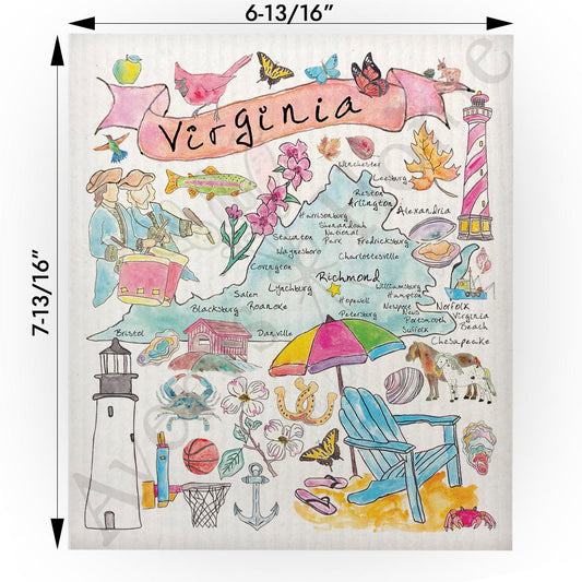 Virginia Map Swedish Cloth