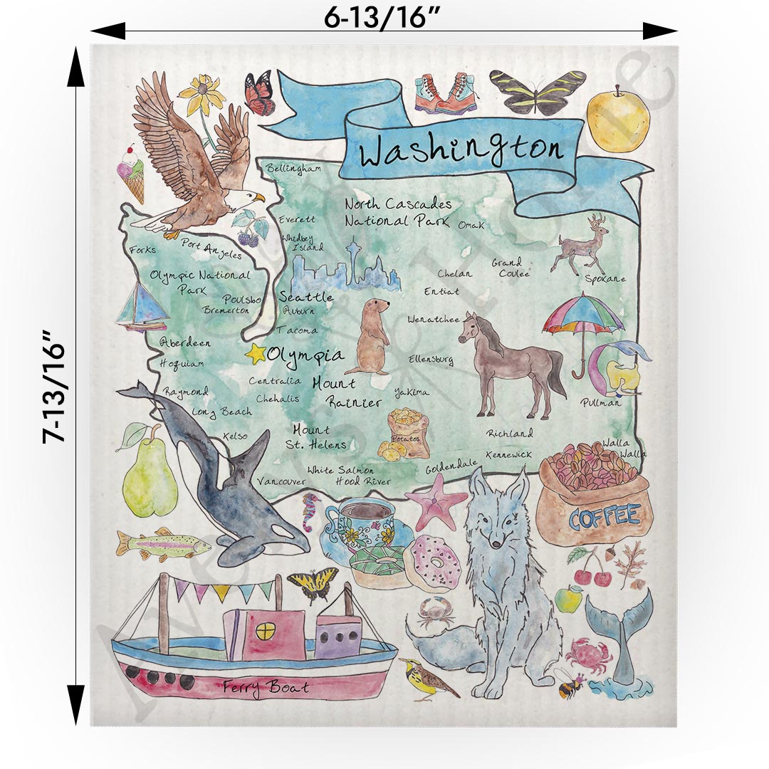 Washington Map Swedish Cloth