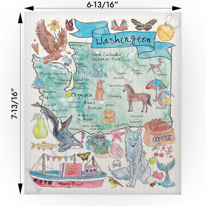 Washington Map Swedish Cloth
