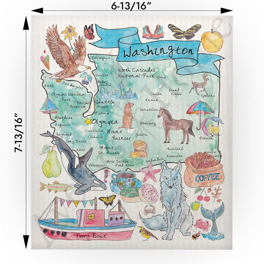 Washington Map Swedish Cloth