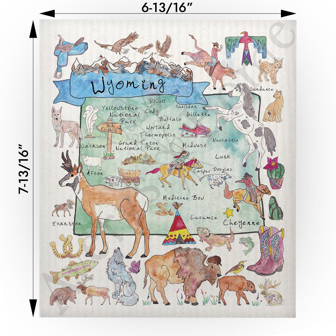 Wyoming Map  Swedish Cloth