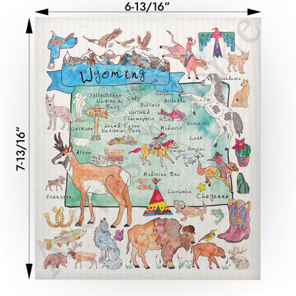 Wyoming Map  Swedish Cloth