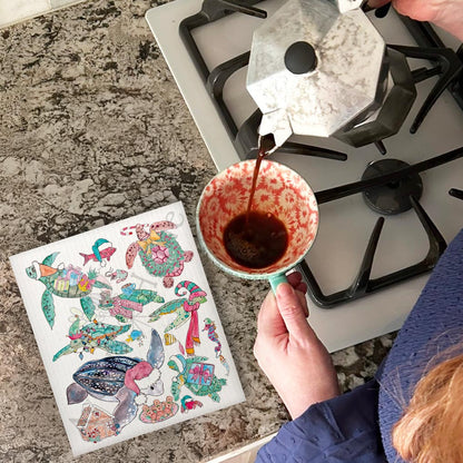 Christmas Sea Turtle Species Kitchen Swedish Dishcloth