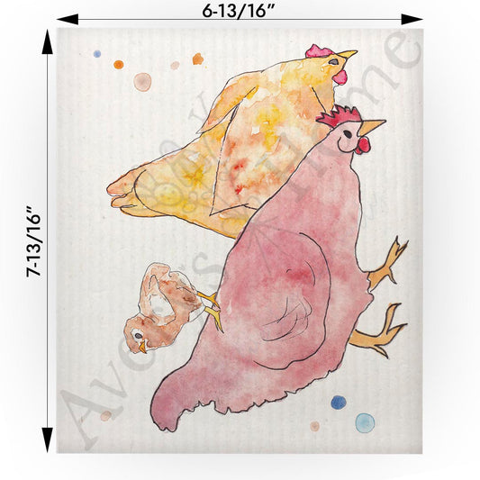 Country Chickens Swedish Cloth