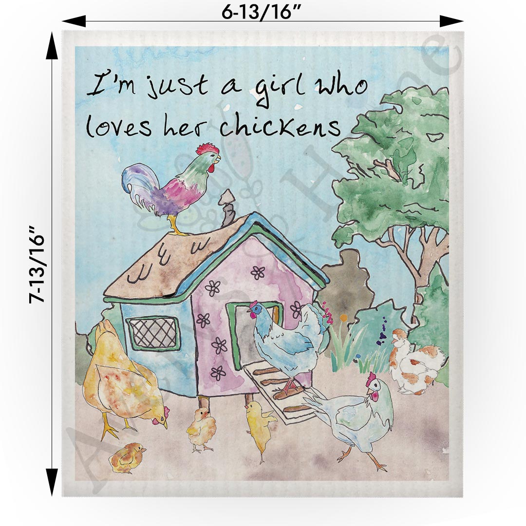 Girl Who Loves Her Chickens Swedish Cloth