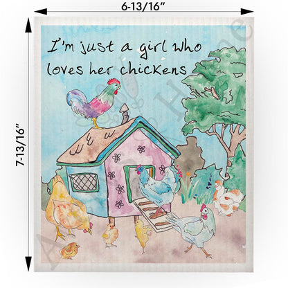 Girl Who Loves Her Chickens Swedish Cloth