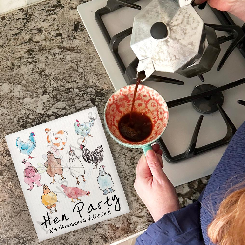 Hen Party (no roosters allowed) Kitchen Swedish Dishcloth