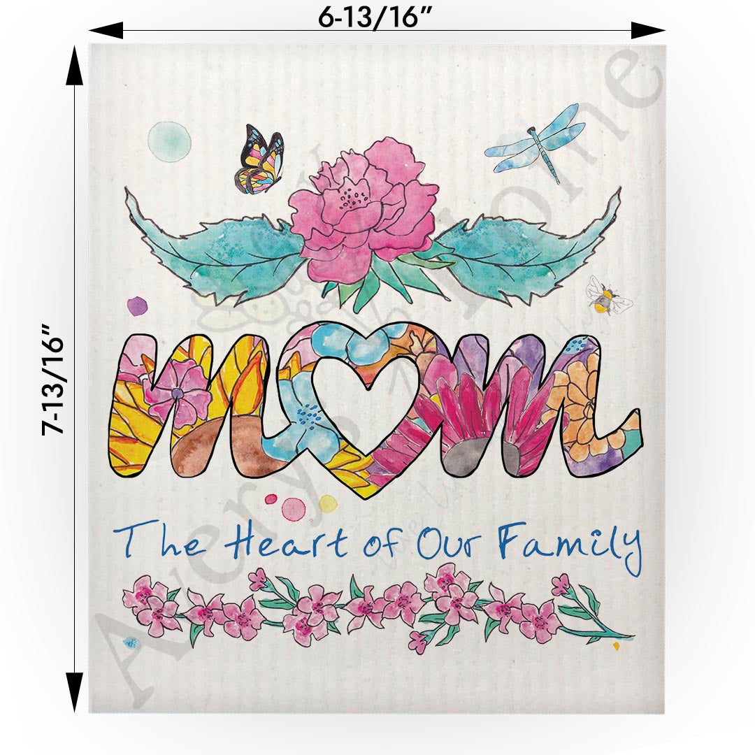 Mom - The Heart of Our Family Swedish Cloth