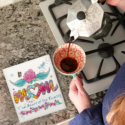 Mom - The Heart of Our Family Swedish Cloth