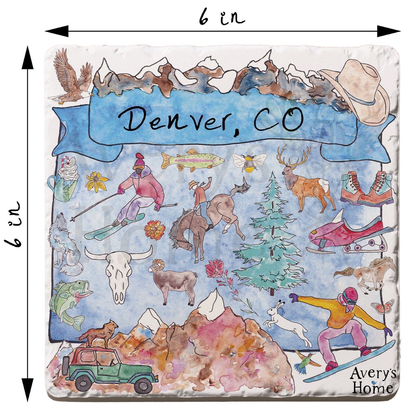 Colorado Icon Map (No Cities) Customizable Tumbled Stone Trivet