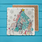 Dogs & Christmas Tree Tumbled Trivet – Tail-Wagging Holiday