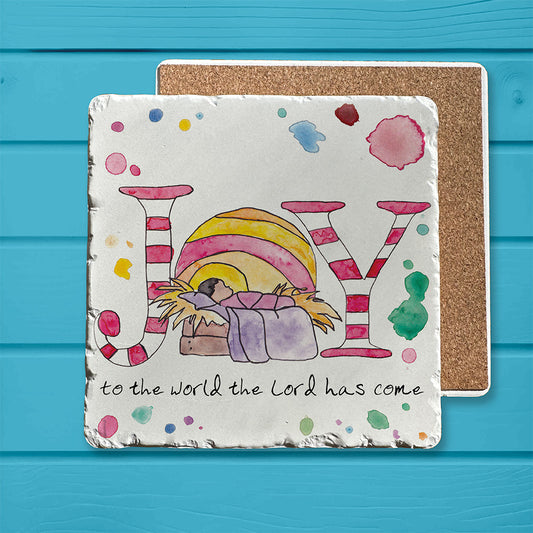 JOY to the World the LORD has come Tumbled Edge Stone Trivet