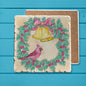 Cardinal Classic Christmas Wreath Tumbled Edge Stone Trivet