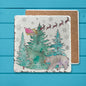 Forest Black Bear & Santa Claus Christmas Tumbled Trivet