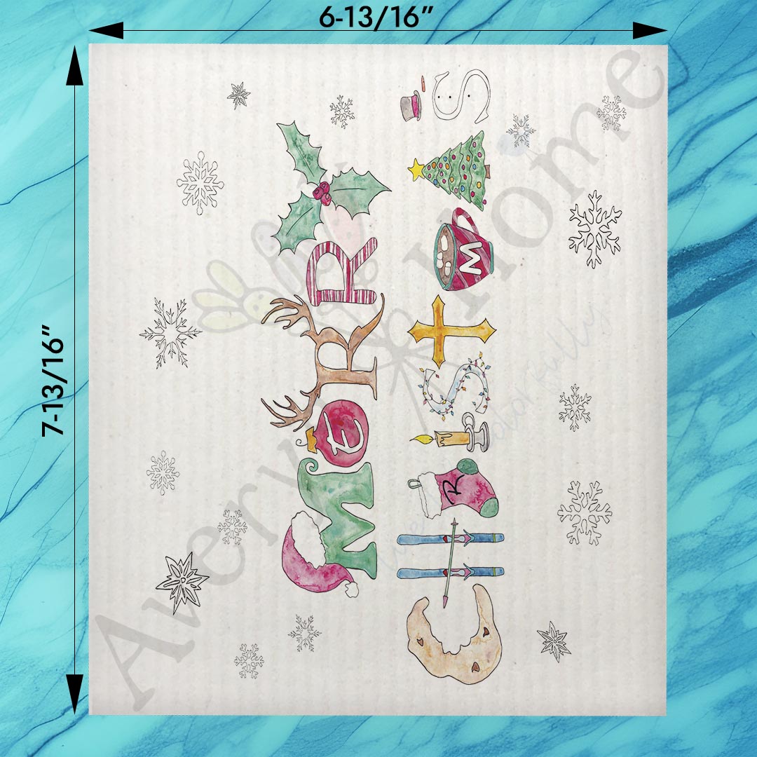 Merry Christmas Swedish Dishcloth – Classic Holiday Cheer