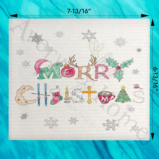 Merry Christmas Swedish Dishcloth – Classic Holiday Cheer