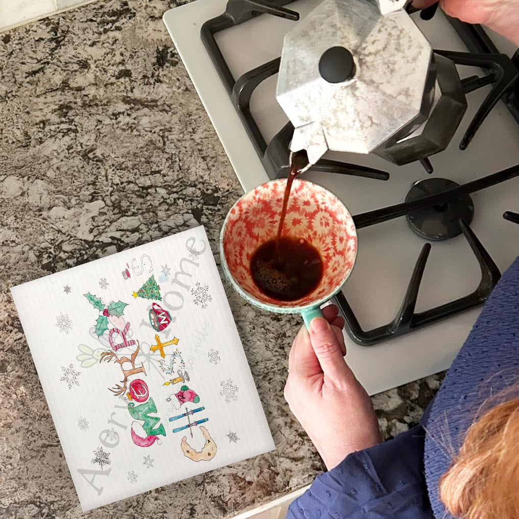 Merry Christmas Swedish Dishcloth – Classic Holiday Cheer