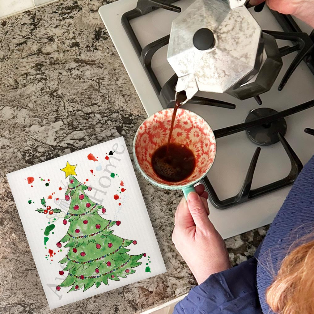 Christmas Tree Swedish Dishcloth – Bright, Cheerful & Evergreen