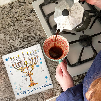 Happy Hanukkah Swedish Dishcloth – Shine Bright This Season
