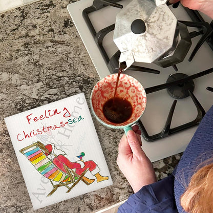 Feeling Christmas-Sea Swedish Dishcloth – Sandy Toes & Holiday Cheer