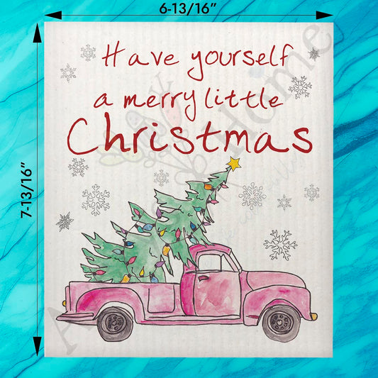 Truck & Christmas Tree Swedish Dishcloth – Cozy Holiday Tradition