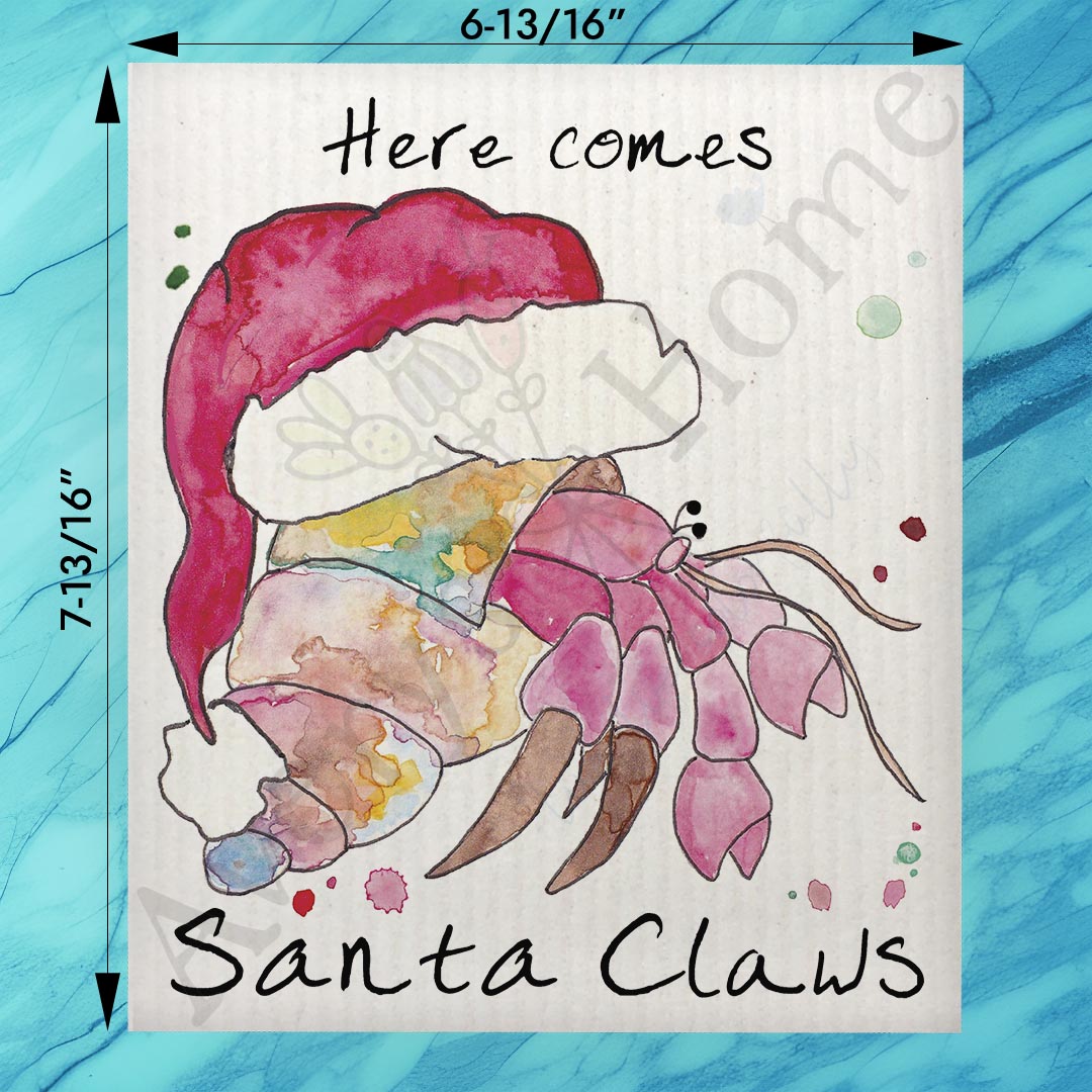 Santa Claws Swedish Dishcloth – Beachy Christmas Pun