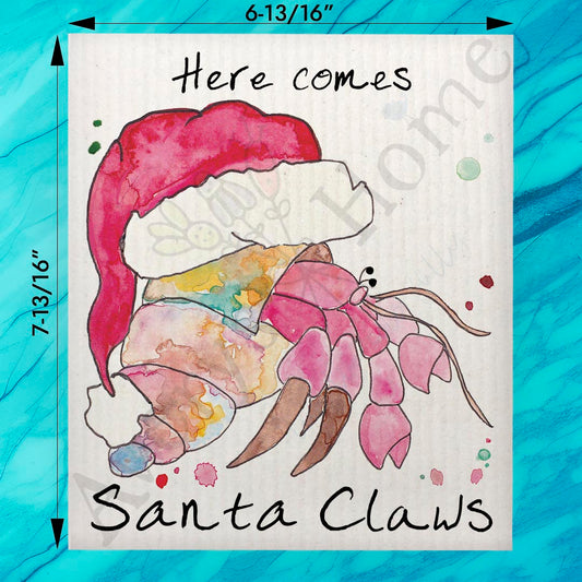 Santa Claws Swedish Dishcloth – Beachy Christmas Pun