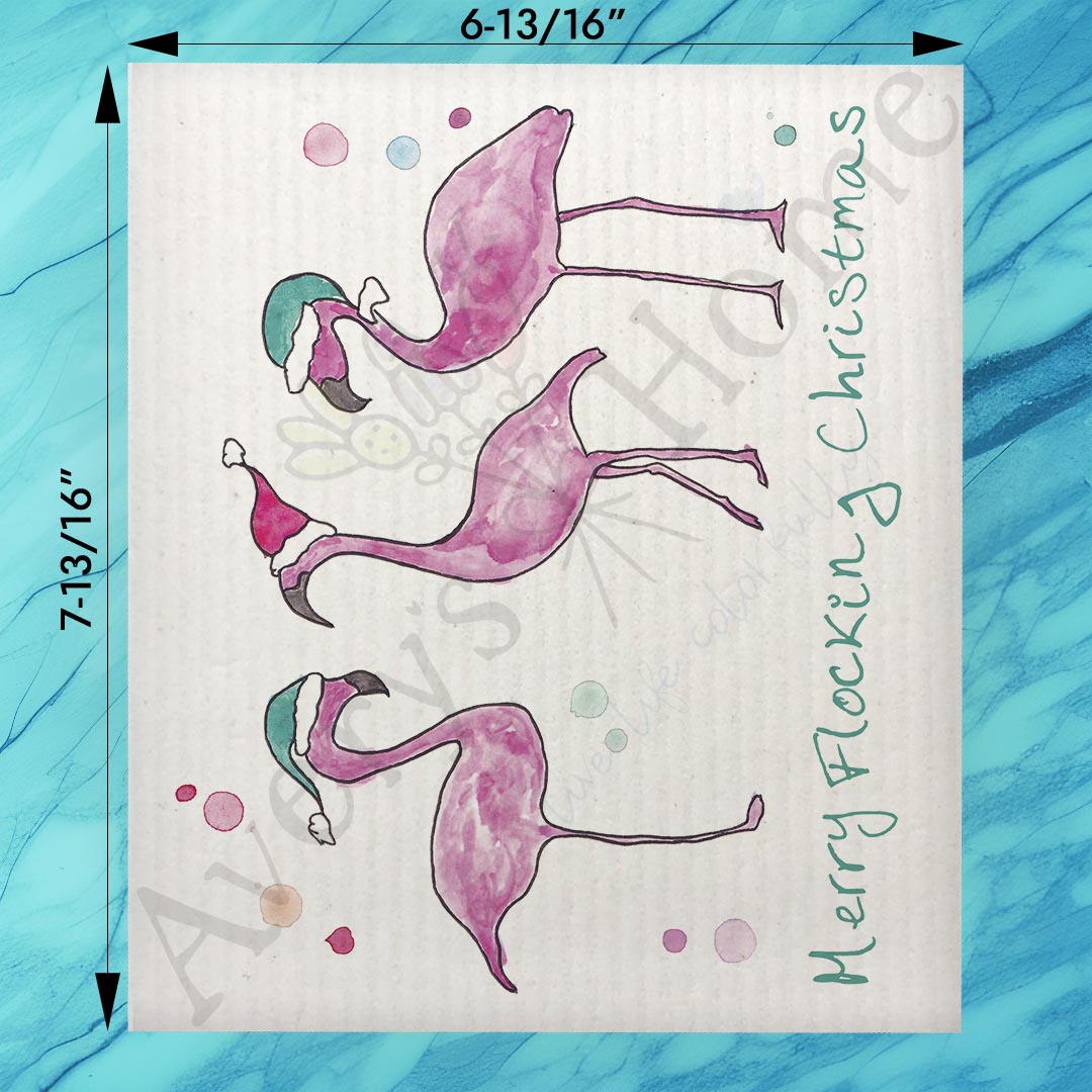 Flamingo's Warm Wishes Swedish Dishcloth – Holiday in the Tropics