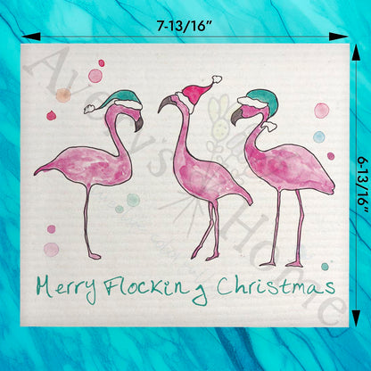 Flamingo's Warm Wishes Swedish Dishcloth – Holiday in the Tropics