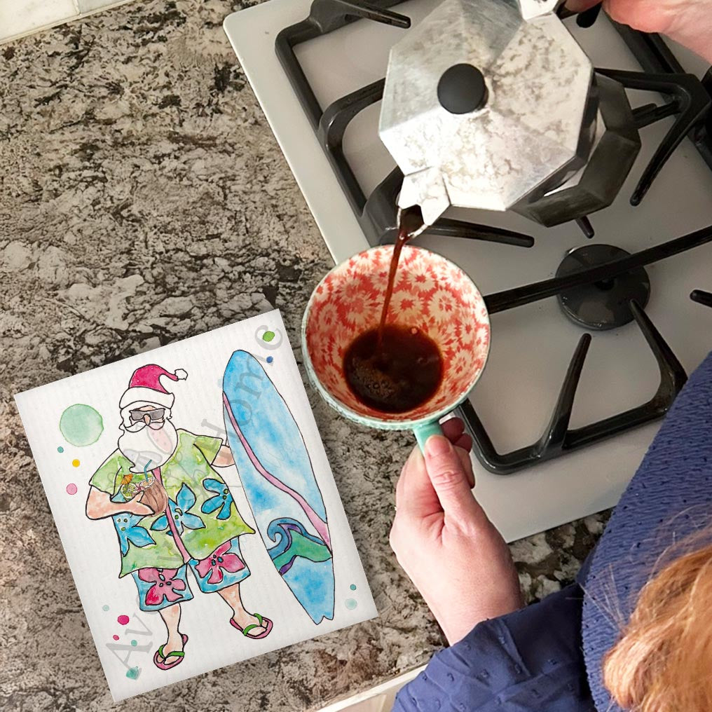 Mele Kalikimaka Swedish Dishcloth – Santa’s Island Escape