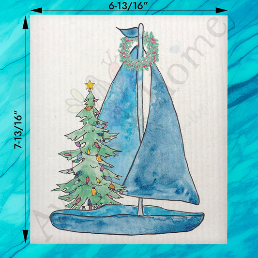 Sailboat Christmas Tree Swedish Dishcloth – Wind & Wonder