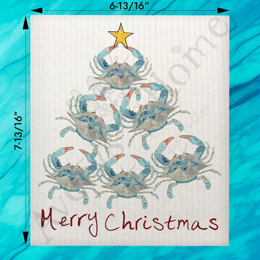 Crab Christmas Tree Swedish Dishcloth – Shell Yeah, It’s the Holidays