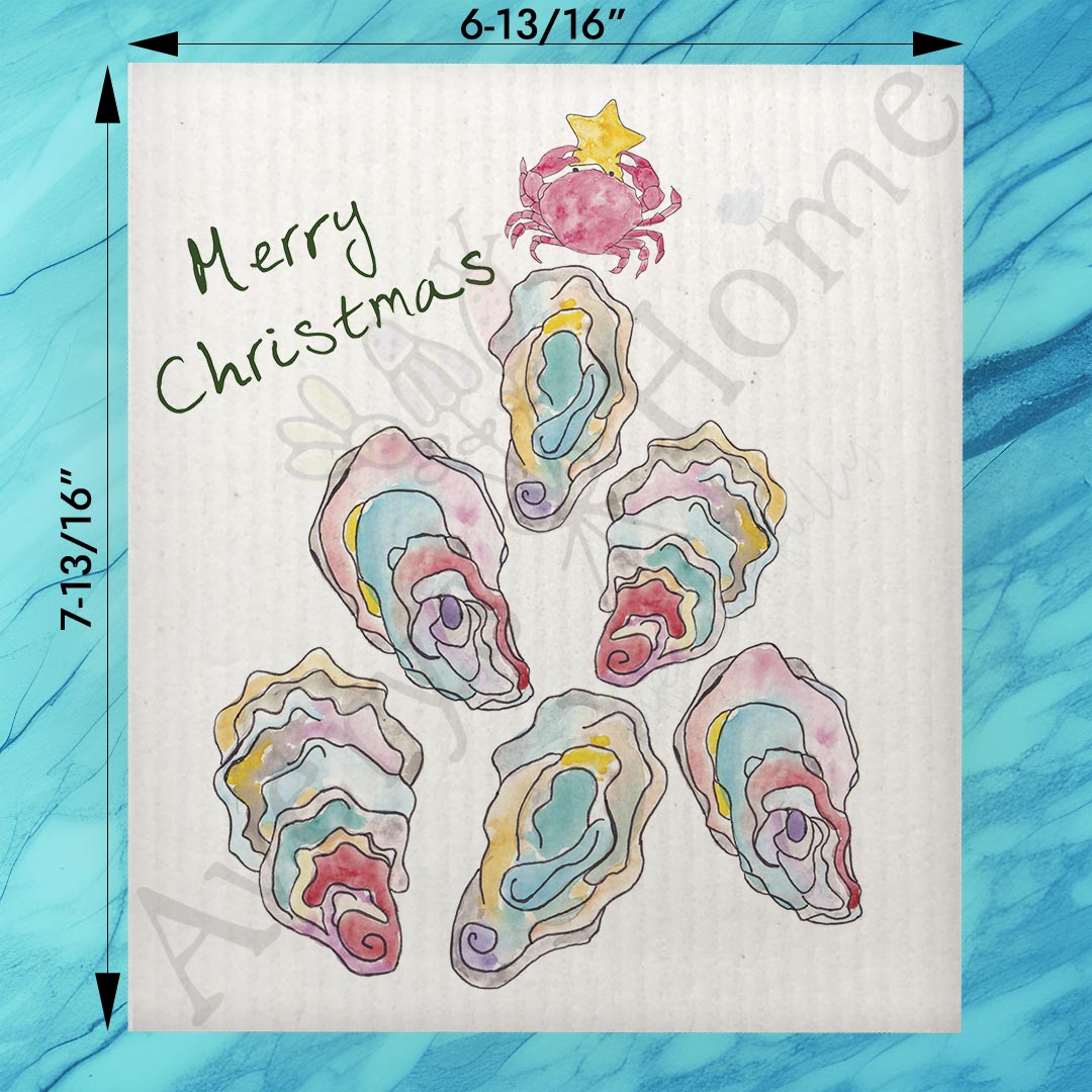 Oyster Christmas Tree Swedish Dishcloth – Briny & Bright