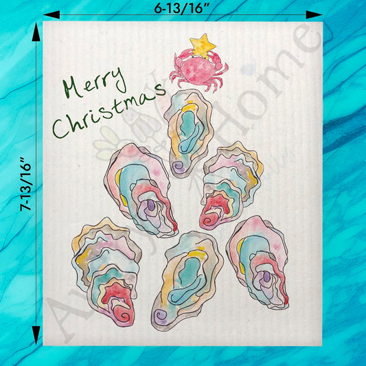 Oyster Christmas Tree Swedish Dishcloth – Briny & Bright