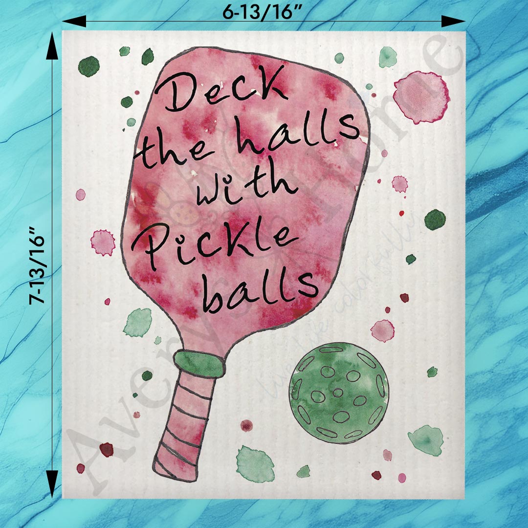 Deck the Pickleball Swedish Dishcloth – Holiday Court Sass