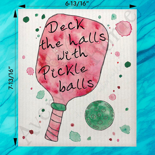 Deck the Pickleball Swedish Dishcloth – Holiday Court Sass