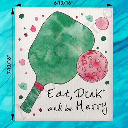 Eat, Dink & Be Merry Swedish Dishcloth – Festive Paddle Life