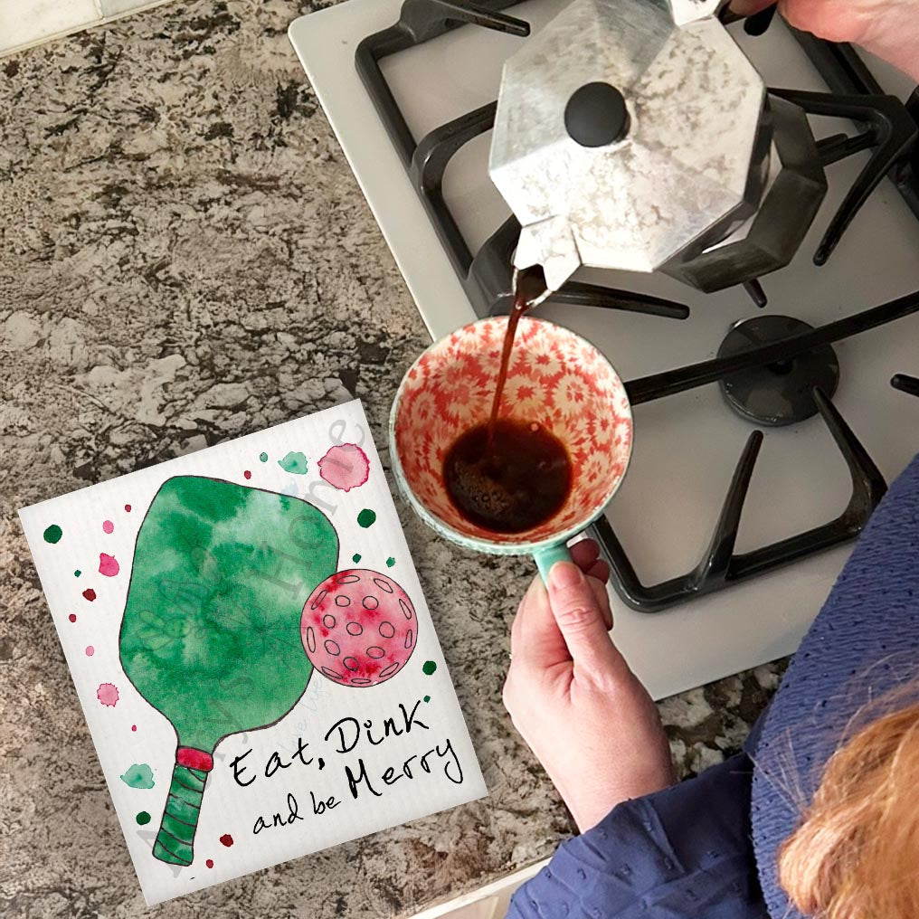 Eat, Dink & Be Merry Swedish Dishcloth – Festive Paddle Life