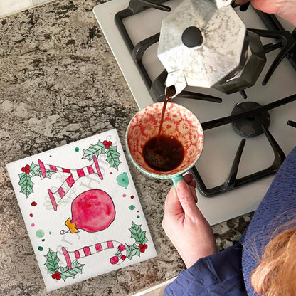 Holiday Joy Swedish Dishcloth – Seaside Wishes & Shells