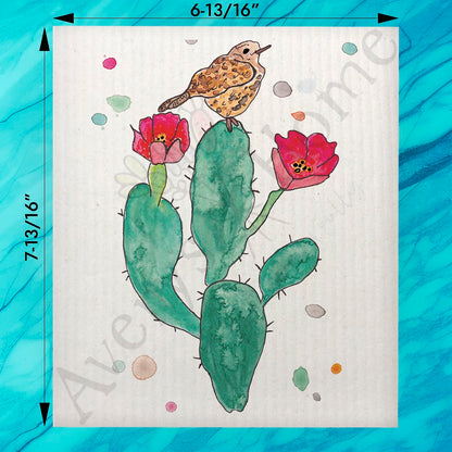 Cactus With Flowers Swedish Dishcloth – Desert Bloom Vibe