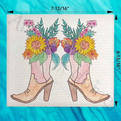 Red Cowgirl Boots Swedish Dishcloth – Kick Up Some Bloom