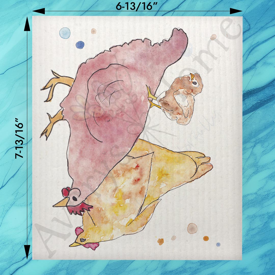 Country Chickens Swedish Dishcloth – Cluckin’ Cute Decor