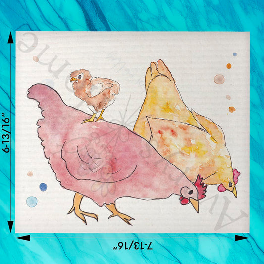 Country Chickens Swedish Dishcloth – Cluckin’ Cute Decor