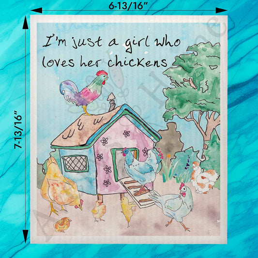 Girl Who Loves Her Chickens Swedish Dishcloth – Coop Queen