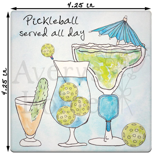 Pickleball Served All Day Stone Coaster