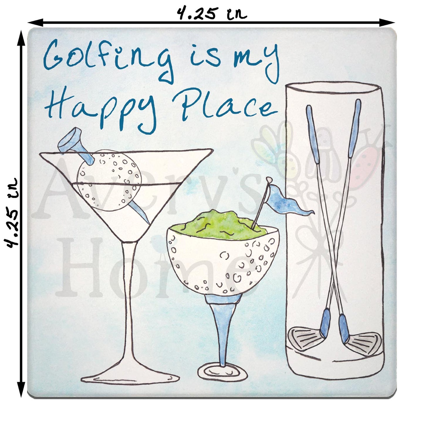 Golfing Is My Happy Place Stone Coaster
