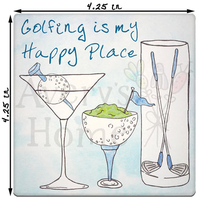 Golfing Is My Happy Place Stone Coaster