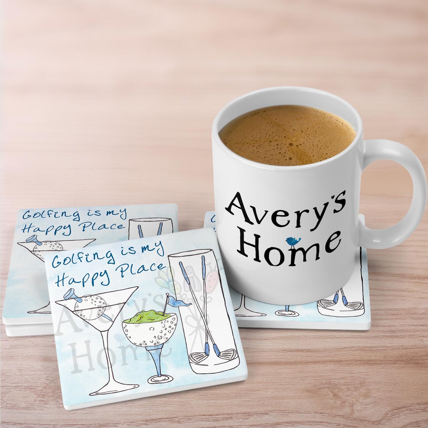 Golfing Is My Happy Place Stone Coaster
